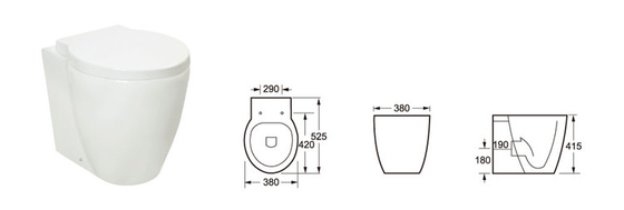 Branco de nivelamento eficiente de volta ao toalete da parede um toalete cerâmico 520mm da parte