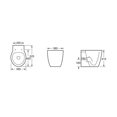 Branco de nivelamento eficiente de volta ao toalete da parede um toalete cerâmico 520mm da parte