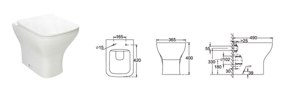 Estojo compacto sanitário da altura do conforto dos mercadorias 420mm de volta ao nivelamento da gravidade do toalete da parede