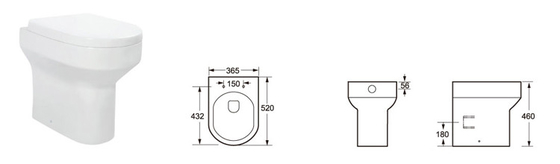 anti risco um liso da parte vitrificado de volta a WC 365mm do toalete da parede largamente