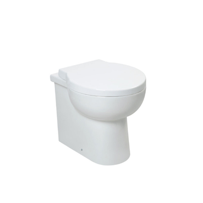 O mudo estabiliza o banheiro de volta ao risco branco do toalete da parede resistente