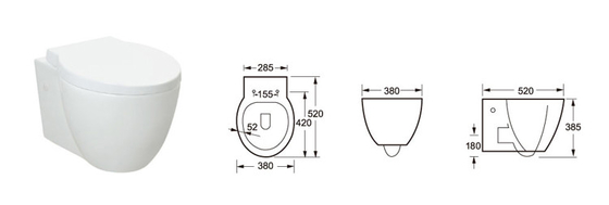 O círculo lustrou a parede prolongada cerâmica Hung Wc For Bathroom de Seat