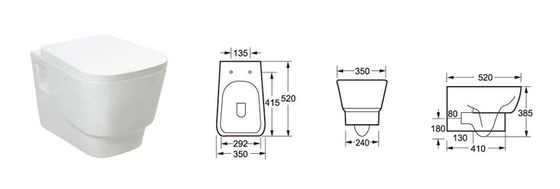 Armário 520*350*385mm de Hung Wc Wall Mounted Water da parede do banheiro do OEM
