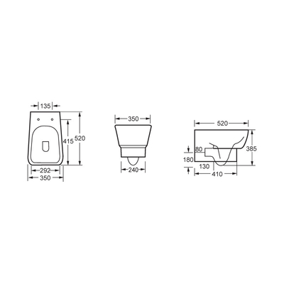 Armário 520*350*385mm de Hung Wc Wall Mounted Water da parede do banheiro do OEM