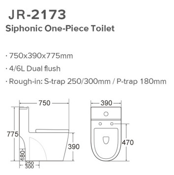 UPC Watercloset filipino Siphonic uma cômoda 750x390x775mm da armadilha do toalete S da parte