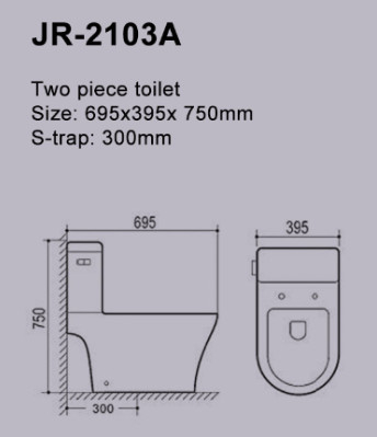 Bacia filipino 695*395*750mm de Watercloset do toalete de duas partes da armadilha de S