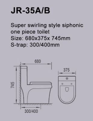 Cômoda da parte do toalete de nivelamento de ISO9001 Siphonic estilo de roda super da única